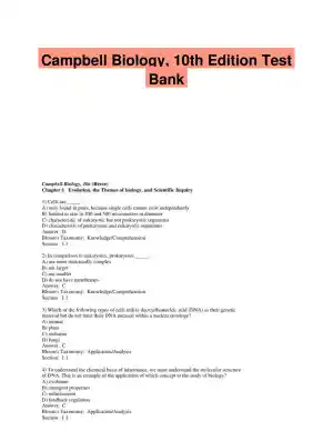 Campbell Biology, 10th Edition Test Bank