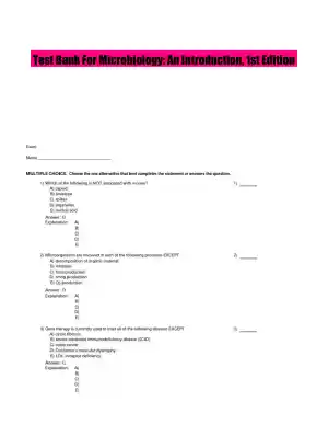 Test Bank For Microbiology: An Introduction, 1st Edition