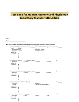 Test Bank for Human Anatomy and Physiology Laboratory Manual, 10th Edition