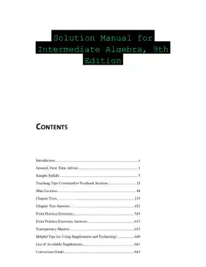 Solution Manual for Intermediate Algebra, 9th Edition