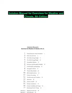 Solution Manual for Exercises for Weather and Climate, 8th Edition