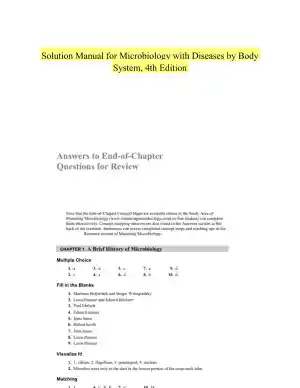 Solution Manual for Microbiology with Diseases by Body System, 4th Edition