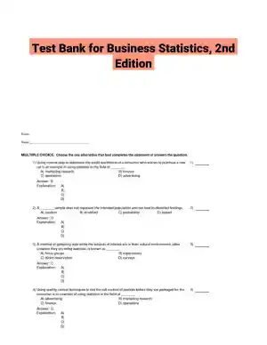 Test Bank for Business Statistics, 2nd Edition