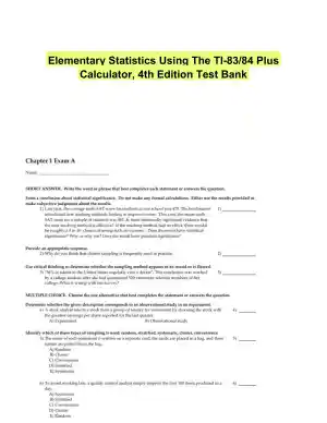 Elementary Statistics Using The TI-83/84 Plus Calculator, 4th Edition Test Bank
