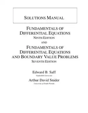 Solution Manual for Fundamentals of Differential Equations, 9th Edition