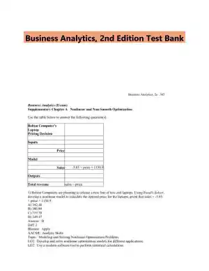 Business Analytics, 2nd Edition Test Bank