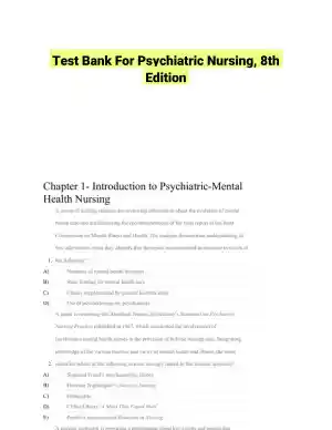 Test Bank For Psychiatric Nursing, 8th Edition