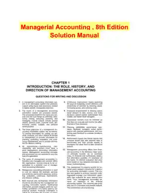 Managerial Accounting  , 8th Edition Solution Manual