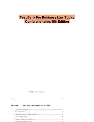 Test Bank For Business Law Today Comprehensive, 8th Edition
