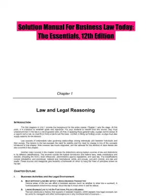 Solution Manual For Business Law Today: The Essentials, 12th Edition
