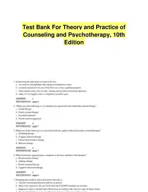 Test Bank For Theory and Practice of Counseling and Psychotherapy, 10th Edition