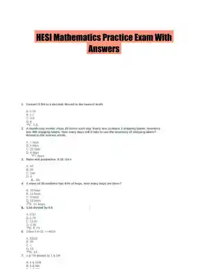 HESI Mathematics Practice Exam With Answers (55 Solved Questions)