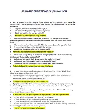 2019-2023 ATI PN Comprehensive Exam with Answers (180 Solved Questions)