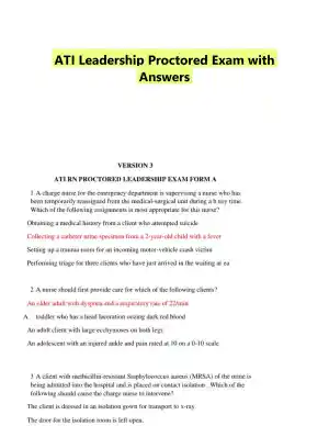 ATI Leadership Proctored Exam with Answers (130 Solved Questions)