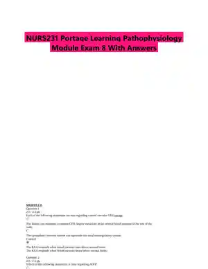 NURS231 Portage Learning Pathophysiology Module Exam 8 With Answers (26 Solved Questions)