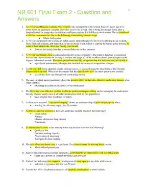 2021 NR601 Chamberlain College of Nursing Health Assessment Final Exam 2 With Answers (100 Solved Questions)