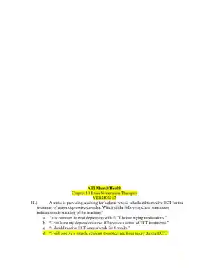 ATI Mental Health Proctored Exam with Answers (40 Solved Questions)