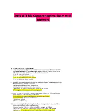2019 ATI RN Comprehensive Exam with Answers (180 Solved Questions)