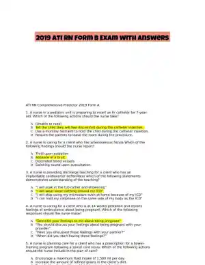 2019 ATI RN Form B Exam with Answers (180 Solved Questions)