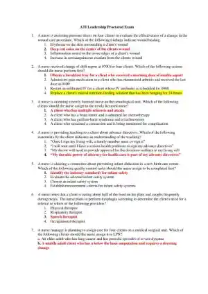 2019 ATI RN Leadership Proctored Exam Version 2 With Answers (70 Solved Questions)