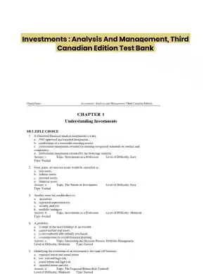 Investments : Analysis And Management, Third Canadian Edition Test Bank