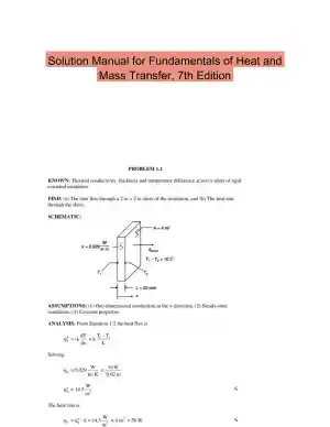 Solution Manual for Fundamentals of Heat and Mass Transfer, 7th Edition
