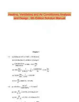 Heating, Ventilating and Air Conditioning Analysis and Design , 6th Edition Solution Manual