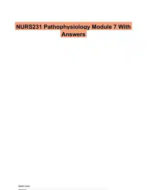 NURS231 Pathophysiology Module 7 With Answers (24 Solved Questions)