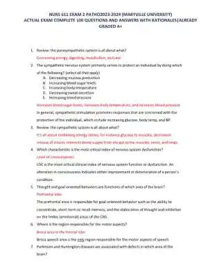 2023-2024 NURS611 Maryville University Pathophysiology Exam 2 With Answers (165 Solved Questions)