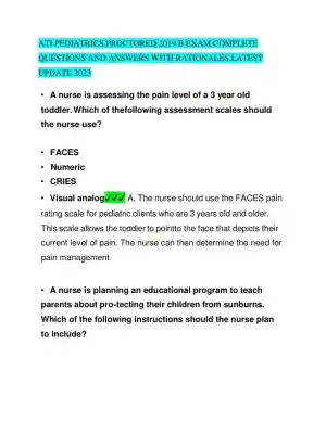 2019 ATI Pediatrics Proctored Exam with Answers (61 Solved Questions)