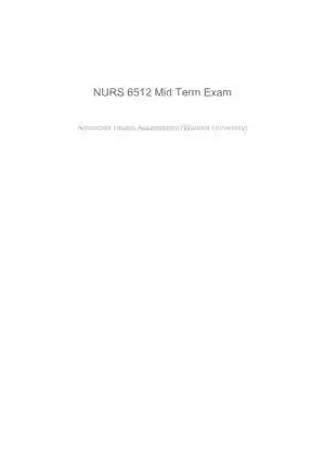 NURS6512 Walden University Health Assessment Midterm Exam With Answers (101 Solved Questions)