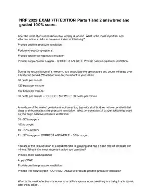 2022 NRP Clinical Analysis NRP Exam Part 1 to 2 With Answers (50 Solved Questions)