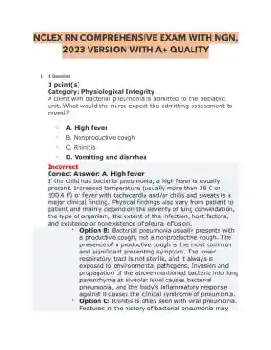 2023 NCLEX RN Pathophysiology Comprehensive Exam with NGN With Answers (30 Solved Questions)