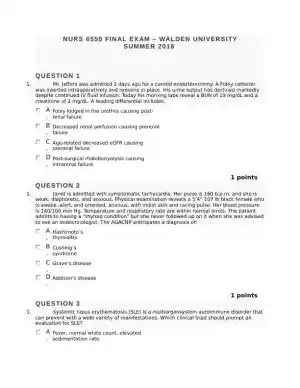 2018 NURS6550 Walden University Clinical Analysis Final Exam Study Guide With Answers (101 Solved Questions)