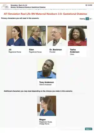 ATI RN Maternal Newborn Gestational Diabetes Simulation Real Life 3.0 With Answers (14 Solved Questions)