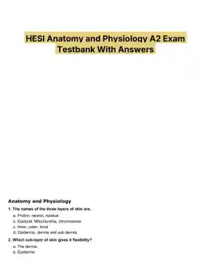 HESI Anatomy and Physiology A2 Exam Testbank With Answers (25 Solved Questions)