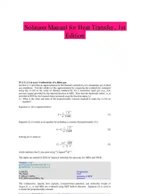 Solution Manual for Heat Transfer , 1st Edition