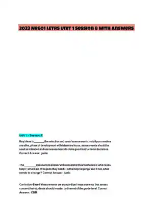 2023 NR601 LETRS Unit 1 Session 8 With Answers (21 Solved Questions)