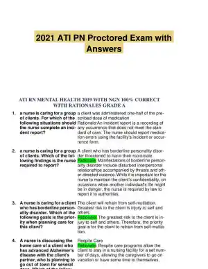 2021 ATI PN Proctored Exam with Answers (21 Solved Questions)