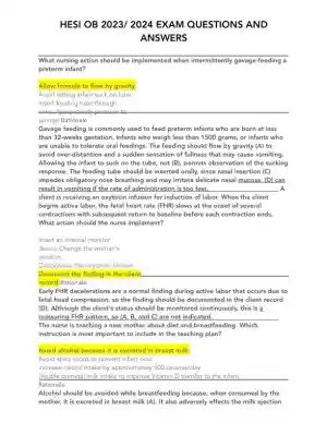 2023-2024 HESI Maternity OB Practice Exam With Answers (108 Solved Questions)