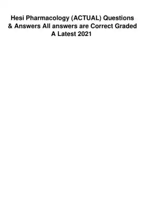 2021 HESI Pharmacology Practice Exam With Answers (72 Solved Questions)