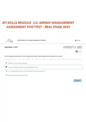 2023 ATI Airway Management Module 3.0 Exam with Answers (8 Solved Questions)