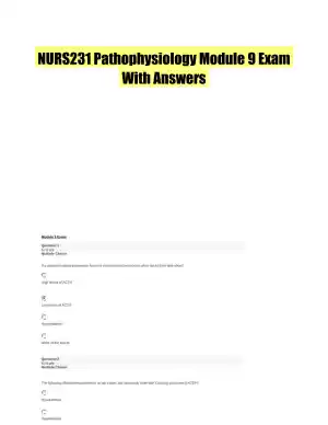 NURS231 Pathophysiology Module 9 Exam With Answers (26 Solved Questions)