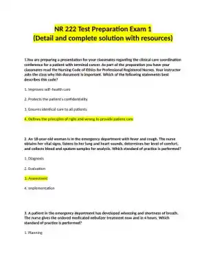NR222 Clinical Analysis Preparation Exam 1 With Answers (21 Solved Questions)