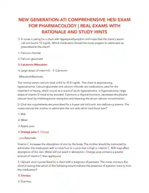 HESI Pharmacology Comprehensive Real Exam With Answers (245 Solved Questions)