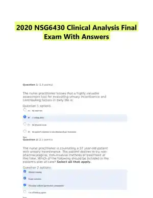 2020 NSG6430 Clinical Analysis Final Exam With Answers (100 Solved Questions)