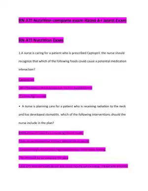 2023 ATI RN Nutrition Practice Exam With Answers (120 Solved Questions)
