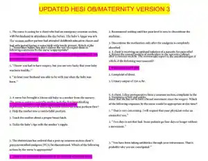 HESI Maternity OB Version 3 With Answers (100 Solved Questions)