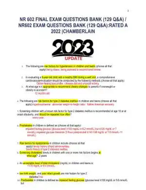 2022-2023 NR602 Pharmacology Final Exam With Answers (129 Solved Questions)