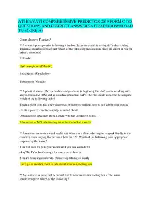 2019 ATI RN Clinical Analysis Comprehensive Predictor Form C With Answers (180 Solved Questions)